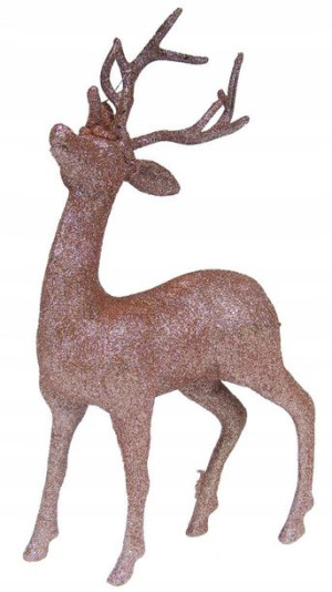 Renifer Złota Figurka Brokatowa 25cm Święta