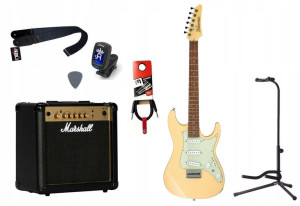 Gitara Elektryczna + Wzmacniacz 15w Kabel Zestaw