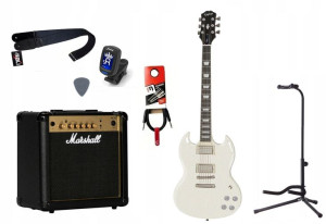 Gitara Elektryczna + Wzmacniacz 15w Kabel Zestaw