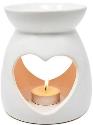 Kominek zapachowy na olejki eteryczne i do wosku Biały Serce - domowa aroma