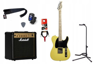 Gitara Elektryczna + Wzmacniacz 15w Kabel Zestaw