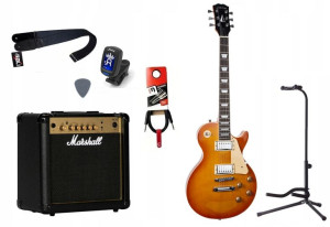Gitara Elektryczna + Wzmacniacz 15w Kabel Zestaw