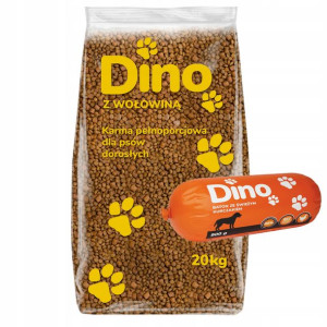 Sucha karma dla psa Dino 20 kg wołowiną + baton gratis