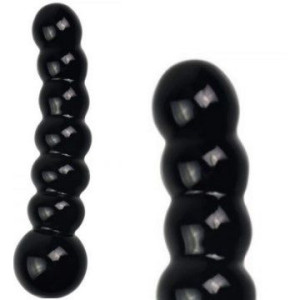 Szklane DIldo czarne 17cm z Falowaniem