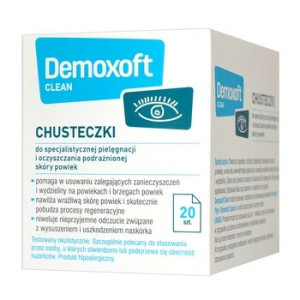 Demoxoft Clean, chusteczki do pielęgnacji podrażnionej skóry powiek, 20 szt