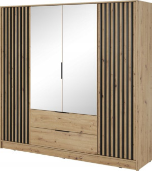 Szafa z lustrem dąb artisan lamele 206 cm KELLY