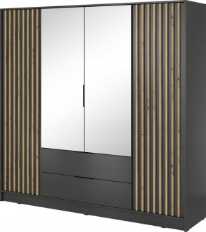 Szafa z lustrem grafit lamele artisan 206 cm KELLY