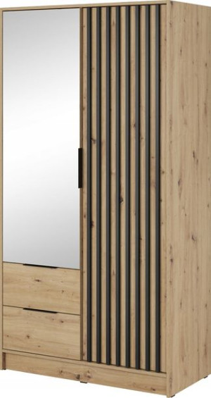 Szafa z lustrem KELLY 105 cm szuflady dąb artisan