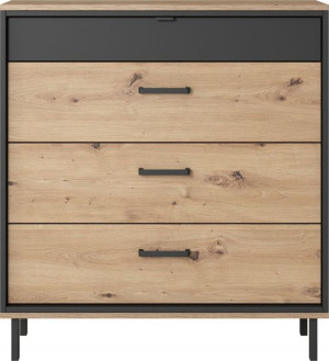 Komoda NIDO 90 cm szuflady dąb artisan antracyt