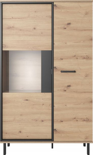 Niska witryna 90 cm NIDO dąb artisan antracyt