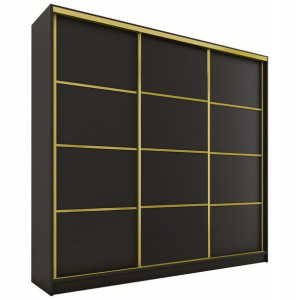 Szafa przesuwna 200 cm GOLD matowa czarna szuflady