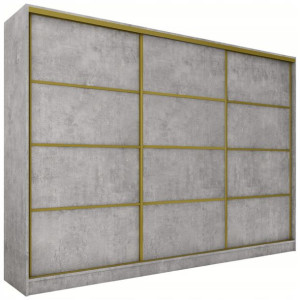 Szafa przesuwna 280 cm GOLD beton szuflady drążki