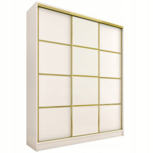 Szafa przesuwna 150 cm GOLD biały mat drążki półki