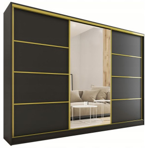 Szafa przesuwna z lustrem 280 cm GOLD szuflady