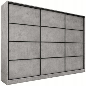 Szafa przesuwna 280 cm LOFT mat beton drążek półki