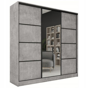 Szafa przesuwna z lustrem 200 cm LOFT Beton półki
