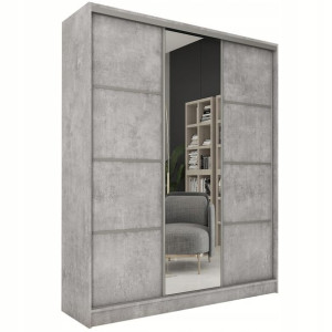 Szafa przesuwna z lustrem 150 cm TOP beton drązek