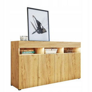 Komoda do salonu dąb craft złoty 140 cm PREMIUM