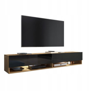 Szafka RTV AROMA 180 cm wotan czarny połysk