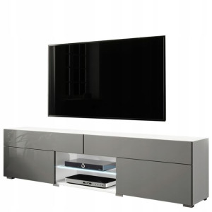 Szafka RTV Stolik 180 cm biały szary połysk CORAL