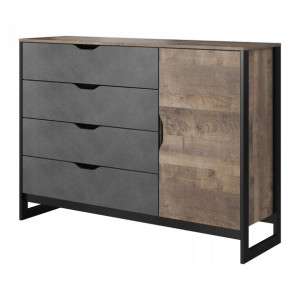 Komoda loftowa DENAR półki szuflady 138 cm