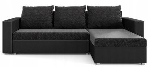 Narożnik rozkładany rogówka sofa czarna HERA