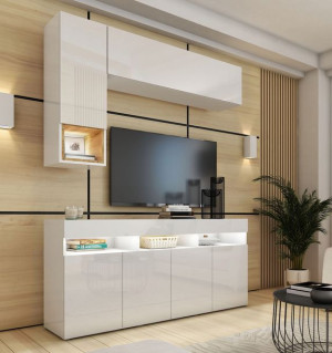 Komoda Szafka Barek biały połysk 175 cm PREMIUM