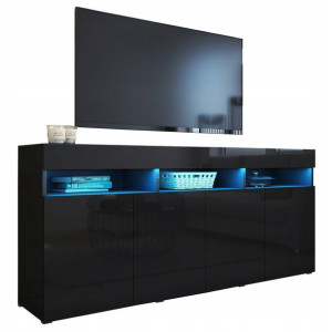 Komoda Szafka RTV czarna połysk 175 cm PREMIUM