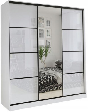 Szafa przesuwna lustro 180 cm biała połysk LOFT