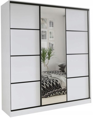 Szafa przesuwna lustro szuflady 180 cm biała LOFT