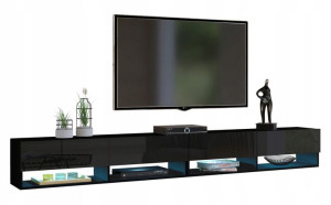 Szafki RTV czarne połysk PREMIUM QUAD 280 cm