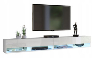 Szafki RTV Stoliki białe połysk PREMIUM QUAD 280cm