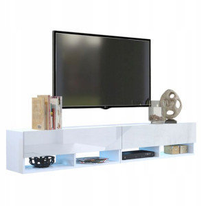 Szafki RTV Stoliki białe połysk QUAD 210 cm