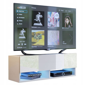 Mała szafka Stolik RTV biały połysk 105 cm QUAD