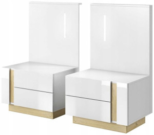 Szafki nocne białe połysk 60 cm led LINDA