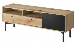 Szafka RTV loft dąb artisan czarny 151 cm WAVE