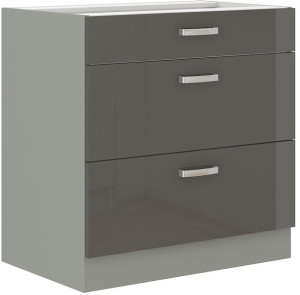 Szafka kuchenna z szufladami Silver połysk 80 cm