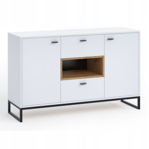 Biała komoda z szufladami 135 wstawki artisan OLI