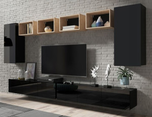 Meblościanka MODERN 35 czarny połysk artisan