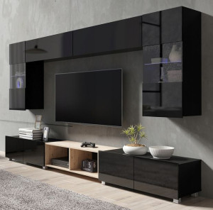 Meble Do Salonu Czarny Połysk Modern 24