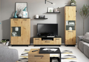 Zestaw do salonu Dąb Artisan Czarny ISMENA 1