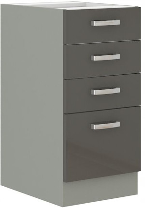 Szafka kuchenna szuflady 40 Silver szary połysk