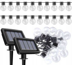 Girlanda solarna LED ogrodowa 20 x żarówek LED