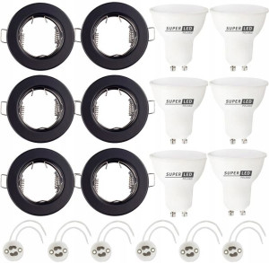 6x Oprawa sufitowa halogenowa + żarówka GU10 LED