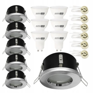 6x Oprawa hermetyczna IP44 + LED GU10 5W podbitka