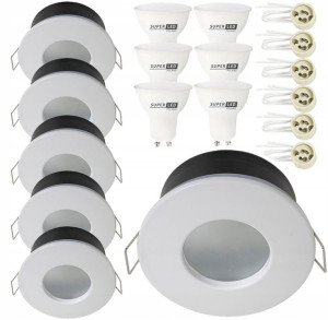6x Oprawa hermetyczna IP44 + LED GU10 5W podbitka