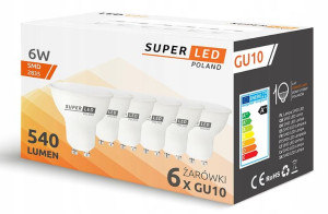 Zestaw 6x Żarówka LED GU10 6W 540lm SuperLED
