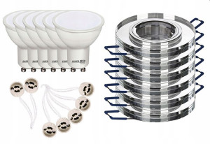 Zestaw 6x oprawa halogenowa SZKLANA + LED GU10 6W