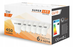 6x Żarówka LED GU10 5W SuperLED 450lm 45W