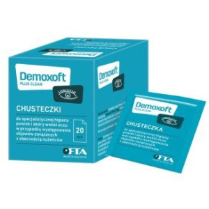 Demoxoft Plus Clean, chust do specj higieny powiek i skóry wokół oczu 20szt